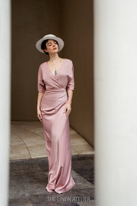 MARIAH Elegant Floor-Length Silk Dress