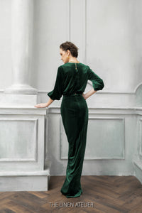 CARA Emerald Green Velvet Wedding Dress