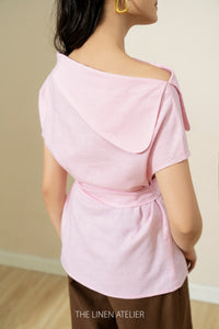 MIA Tied Waist Linen Blouse Top | Custom Made | blouse women | summer blouse for women | short sleeve blouse | made to order blouse