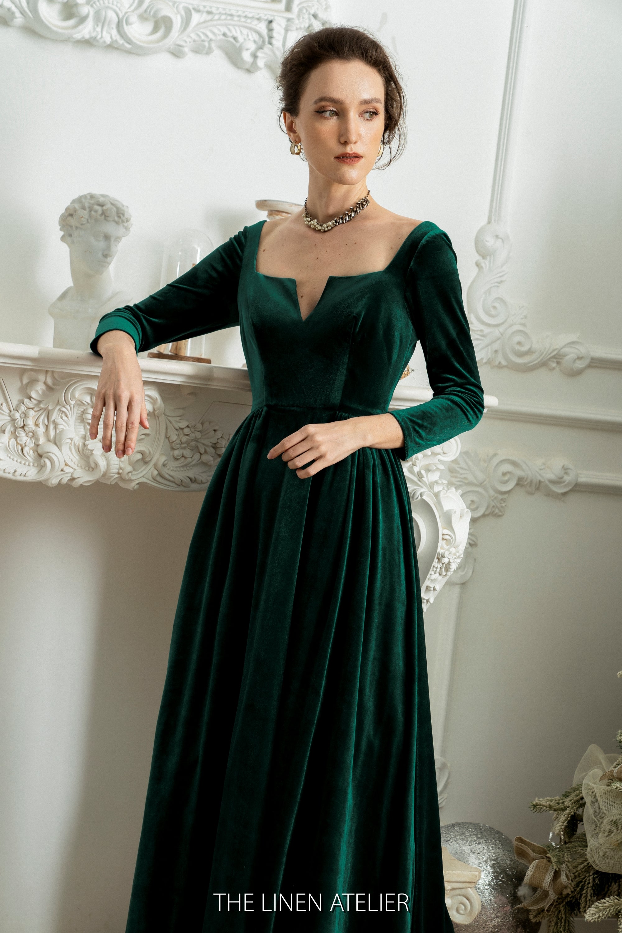 Black Velvet Embellished Gown-WRK446 – Women Republic